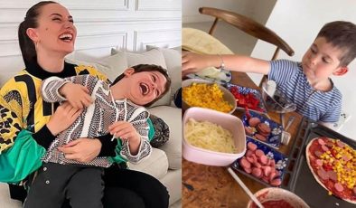 Fahriye Evcen’in oğlu Karan’dan pizza şov!